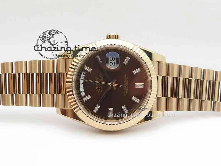 1219 Day Date 40mm RG BP Maker Best Edition Brown Dial Diamond Markers On RG Bracelet A ZeroBulk 3689